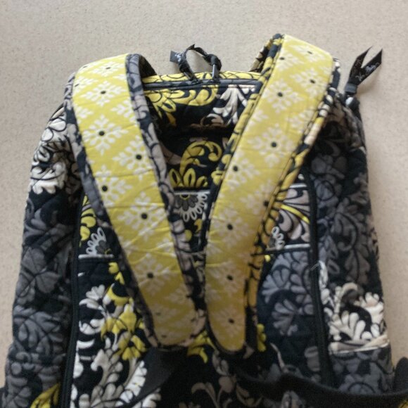 Vera Bradley Backpack with Padded Laptop Compartment Black White Baroque - Picture 8 of 16
